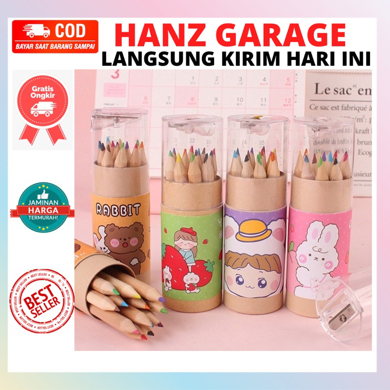 

Pensil Warna 12 IN 1 + Serutan Pensil Color Pencils Quality Pensil Warna Karakter Kemasan Tabung Murah Import