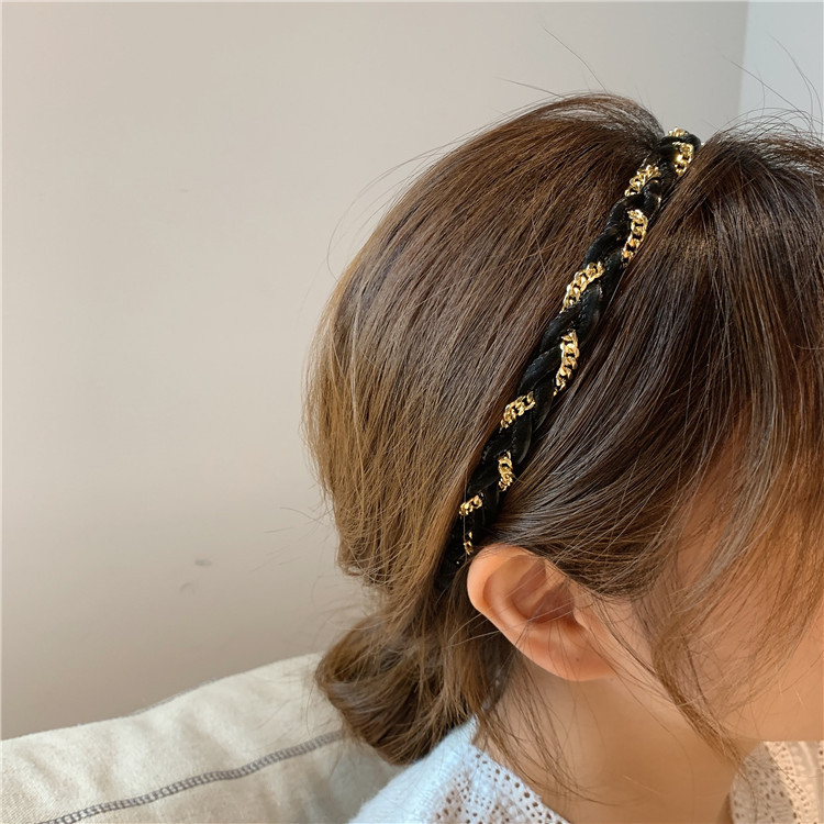 KOREAN TWIST CHAIN METAL FABRIC HAIRBAND BANDO KAIN BESI RANTAI KEPANG BRAID BENDO KOREA WANITA  AKSESORIS RAMBUT CEWEK HIGH END ELEGAN