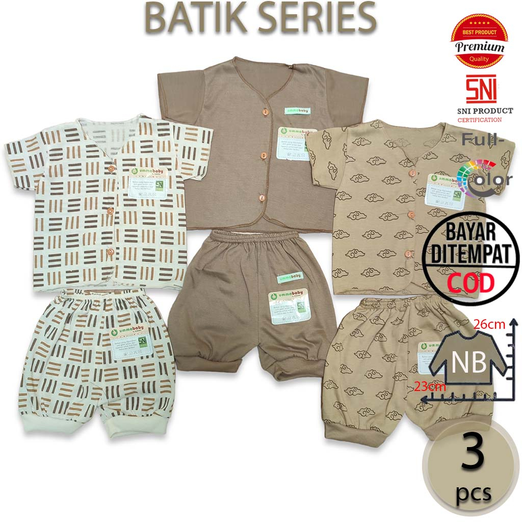 BATIK Isi 6 pcs Baju Bayi Celana Bayi 3 Set Baju Lengan Pendek Perlengkapan Bayi Baru Lahir Gift Set Baby Newborn Kado Murah