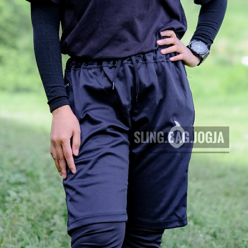 Celana Olahraga Pendek Sport &amp; Casual Quality Premium - Logo Bordir Putih