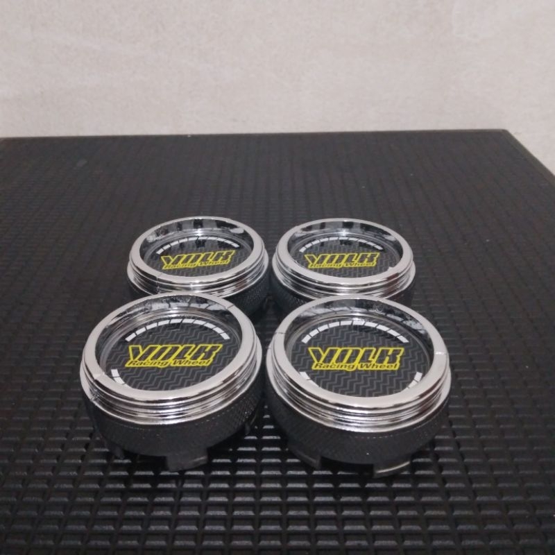 Dop Roda Tutup Velg Roda Racing Tabung Chrome Volk Kuning Diameter 6cm Harga Set