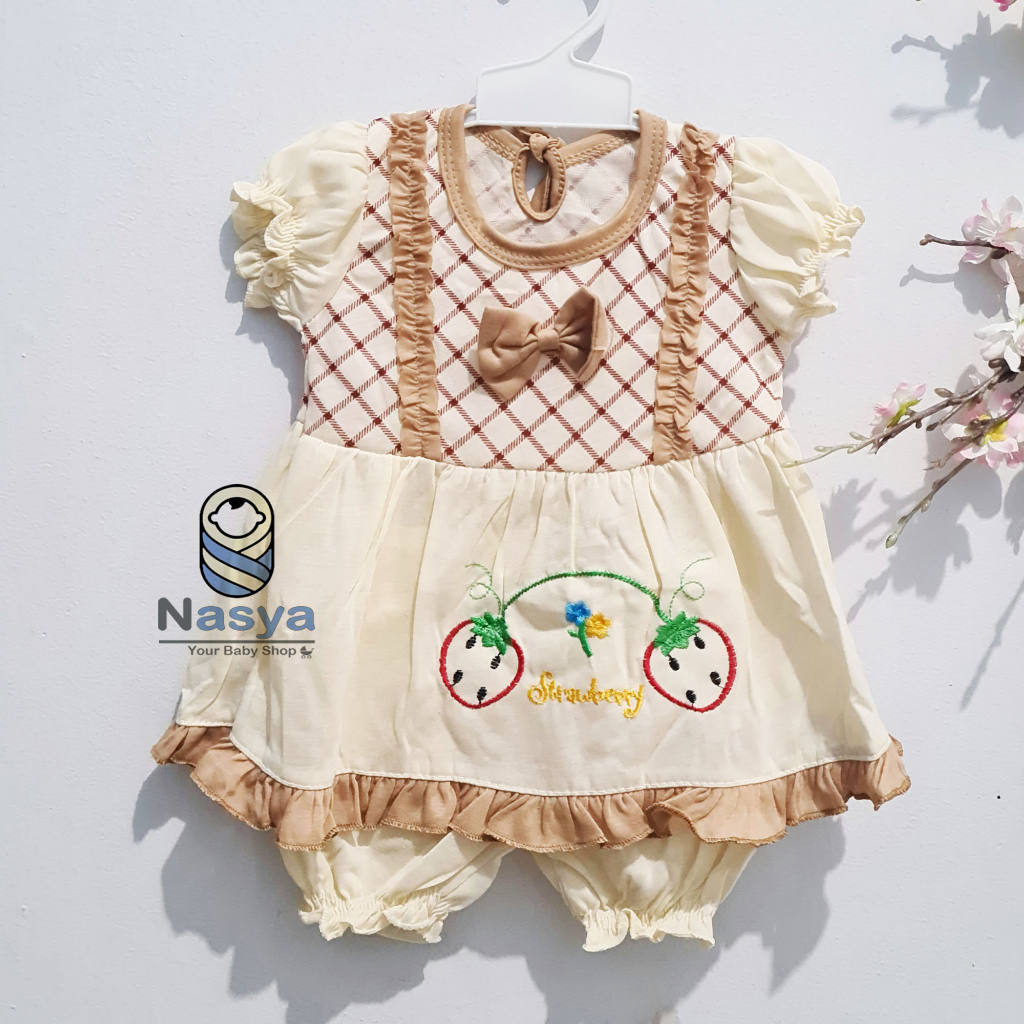 [N-020] Setelan baju bayi perempuan / baju anak 0-6 bulan dengan renda kecil