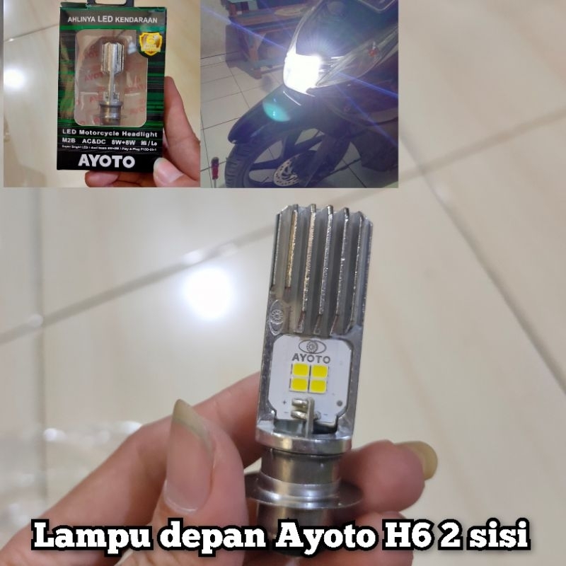 Lampu Depan Ayoto H6 LED 2 Sisi Motor Universal Lampu Motor LED H6 M5 Ayoto