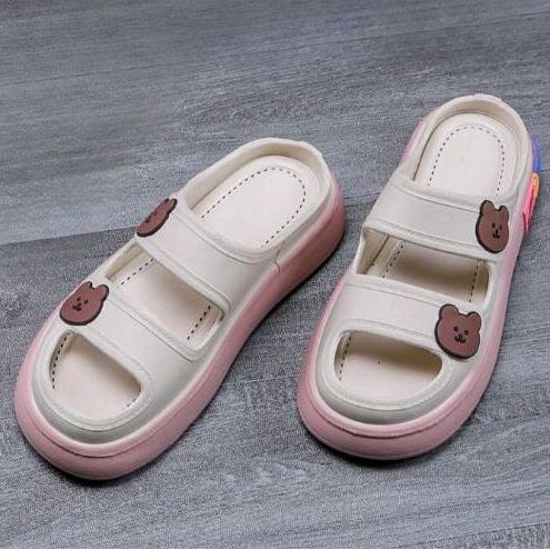 GN-029-3 Sandal Jelly Wanita Fashion Bunga Tali Dua Model Terbaru PCU