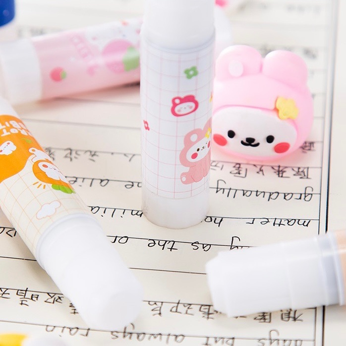 KENSHO Glue Stick Kepala Karet Karakter Lucu Import / Lem Perekat Kertas