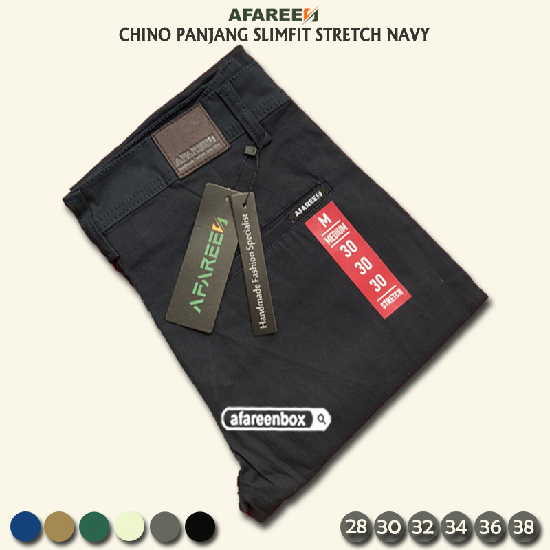 AFAREEN - Celana Chino Panjang Pria Chinos Panjang Slimfit Formal Kantor Melar