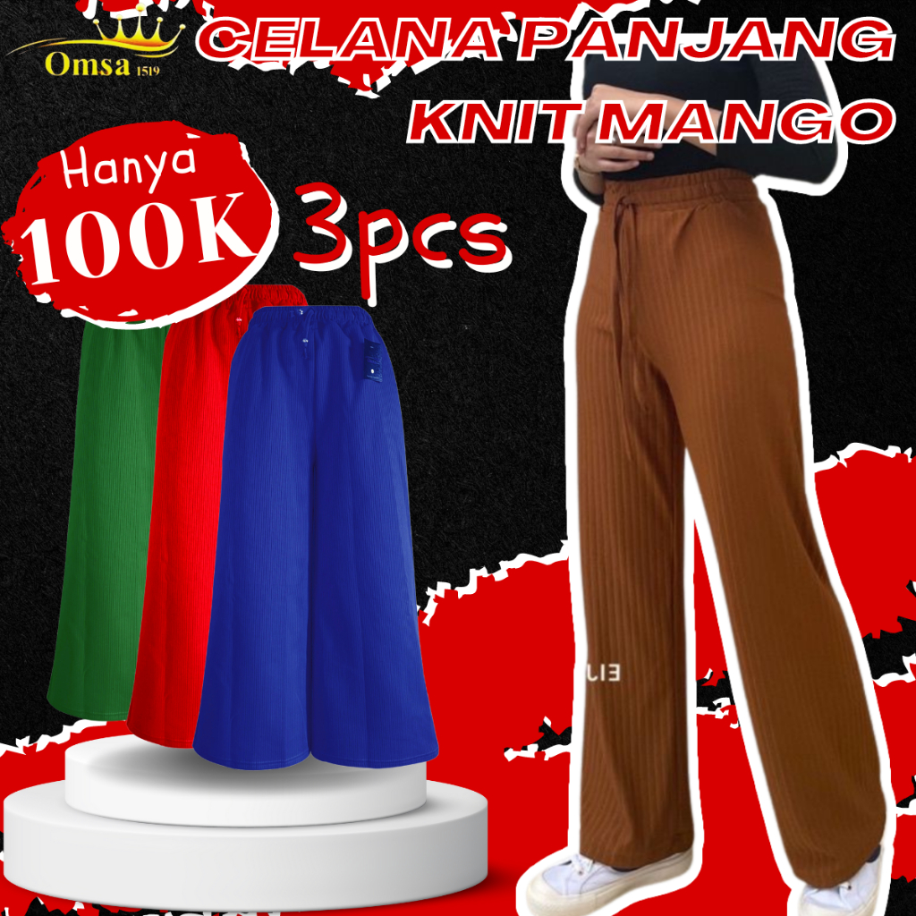 kulot knit premium highwaist jumbo tali serut celana panjang wanita korean style kekinian anti kusut
