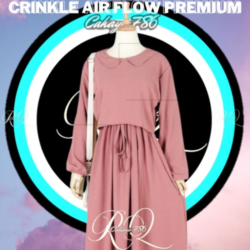 model gamis terbaru remaja perempuan S M L XL Busui Crinkle airflow simple elegan maxi Muslim