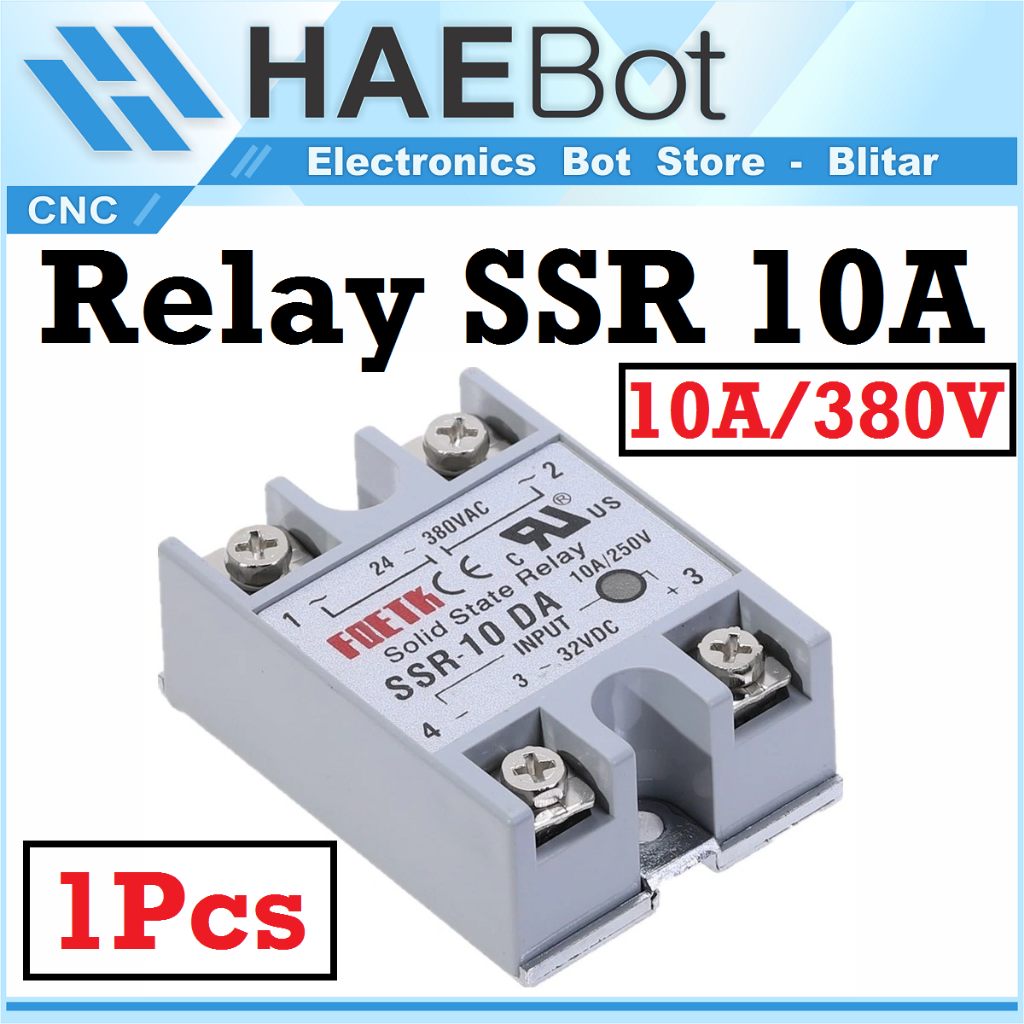 [HAEBOT] Relay Saklar DC SSR 10DA 10A 3-32VDC 24-380VAC 3-32V 24-380V AC Elektromagnetik Switch Coil CNC