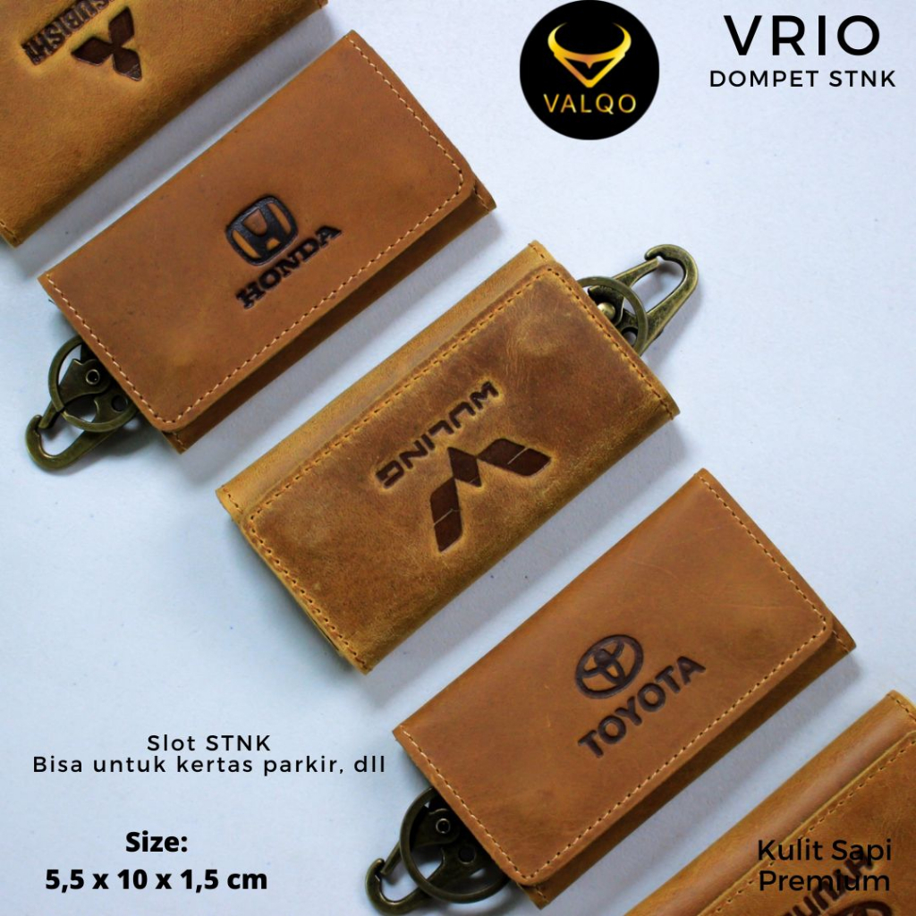 [VALQO] Dompet STNK Gantungan kunci VRIO CH Coklat kulit sapi untuk Mobil Motor bisa COD