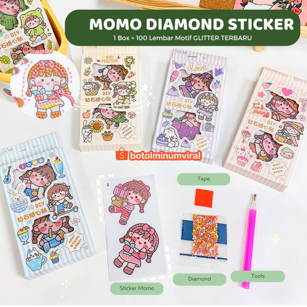 Sticker Momo DIY Diamond Painting Viral Bead Stiker Tempel Korea