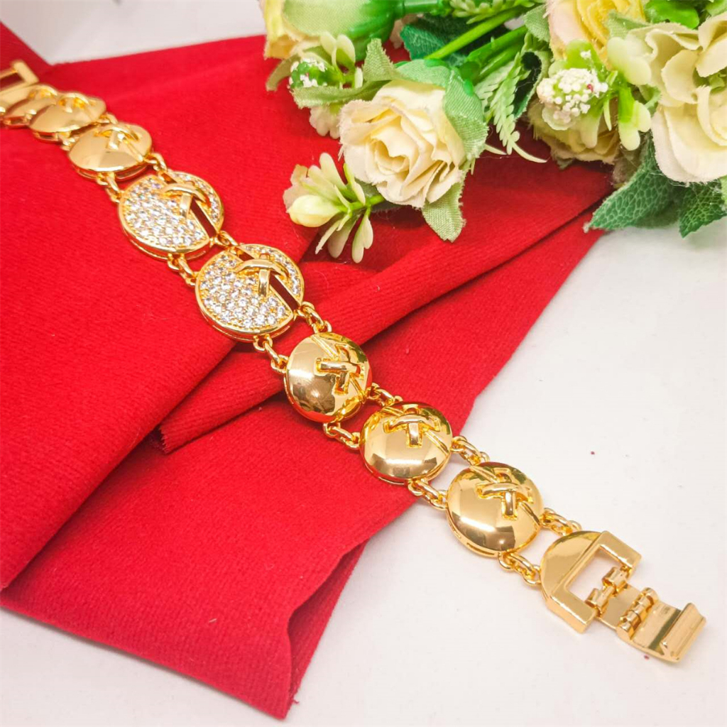 Gelang Tangan Perhiasan Dubai Xuping Lapis Emas 24K rosegold Fashion anti karat terbaru Gelang Kendari
