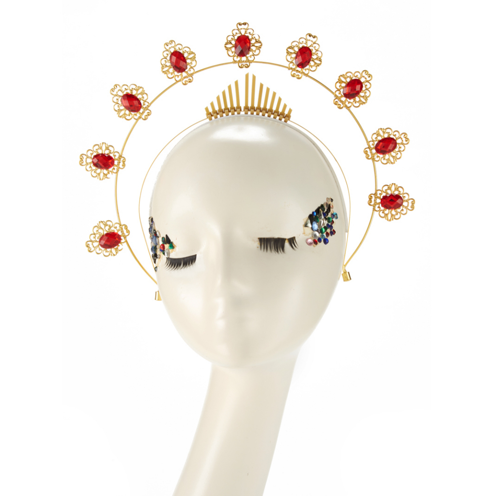 Gothic Red Gold Pearl Crown Of Thorns Mahkota Mutiara Merah Emas 8739