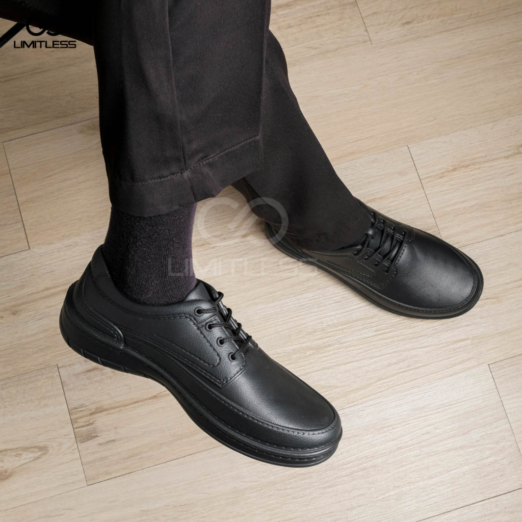 Sepatu Cowok Fantofel Kantor Sepatu Kerja Pria CRUZZ Pantofel Formal Full Black Premium Terbaru Tali