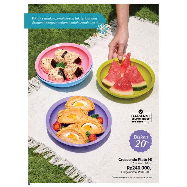 Tupperware Crescendo Plate warna warni 4pcs Promo April 2023