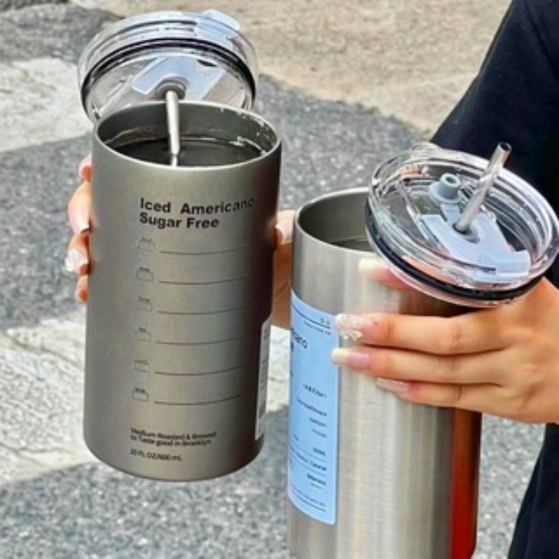 Stainless Steel Cangkir Tumbler 320ml/600ml Botol Minum Stainless Steel 320ml/600ml Sedotan Cangkir/ Minum Kopi Sedotan/Cangkir Thermos Kopi/Bahan Stainless Steel 320ml/600ml/Portabel Cangkir Vakum