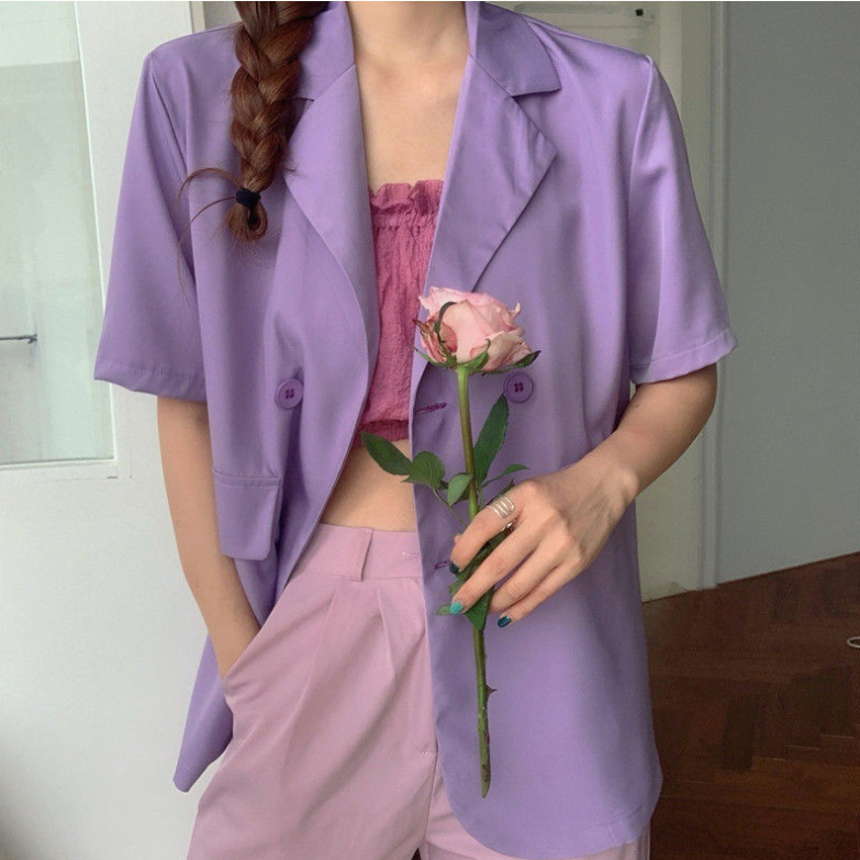 MOOGU ♡ Oversize kemeja korea shirt warna solid casual blouse wanita