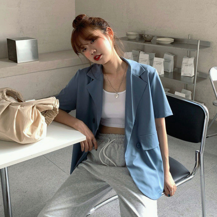 MOOGU ♡ Oversize kemeja korea shirt warna solid casual blouse wanita