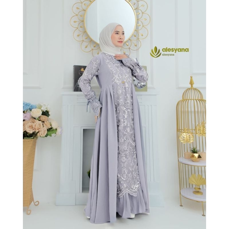 Gamis brukat cringkle brokat ZAFIRA ELMIZA ALESYANA dan toyobo BROKAT TILE BORDIR burkat dress lebaran raya ootd mewah pesta hajatan kondangan