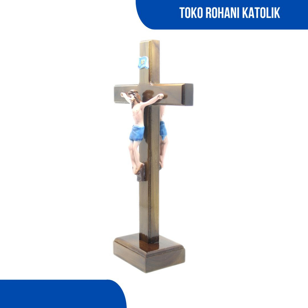 SALIB DUDU KATOLIK 30 CM (BOLAK-BALIK/ 2 SISI) / SALIB MEJA KATOLIK 2 SISI / SALIB YESUS