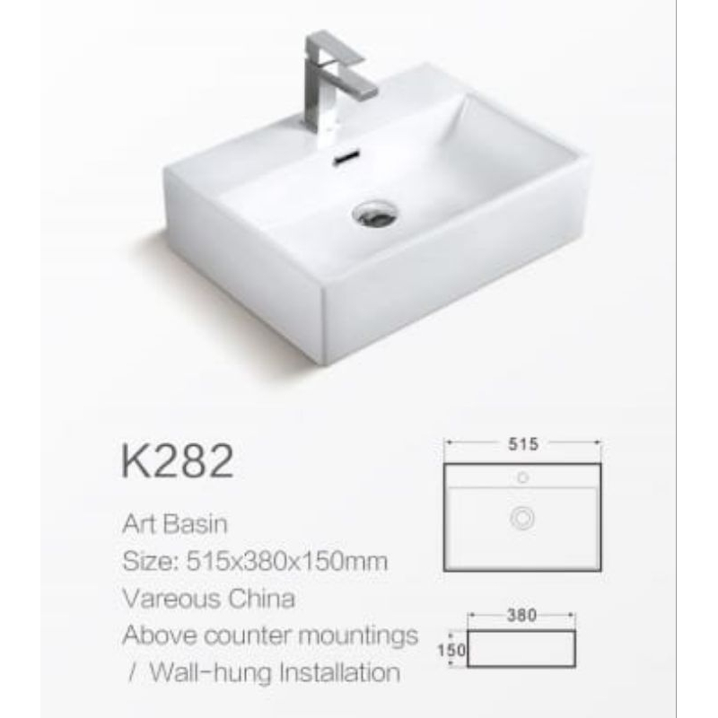 Wastafel Cuci Tangan Meja Minimalis Kotak / Paket Wastafel Meja Keramik Komplit