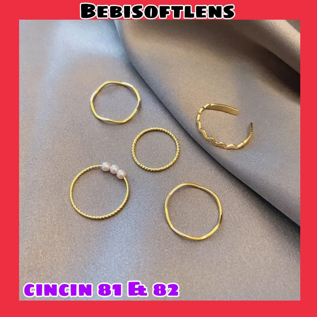 Cincin 81 &amp; CinciN 82 ( 1 Set isi 5 Pcs) ,  Fashion wanita Cincin Unik Lucu Keren Elegant Minimalis / BB