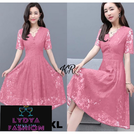 Baju Mini Dress Pesta Brukat Simple Casual Dress Wanita Korea Korean Dress Style Pendek Simple Mewah