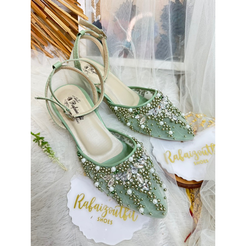 sepatu heels wedding elyin sage green 5cm stiletto