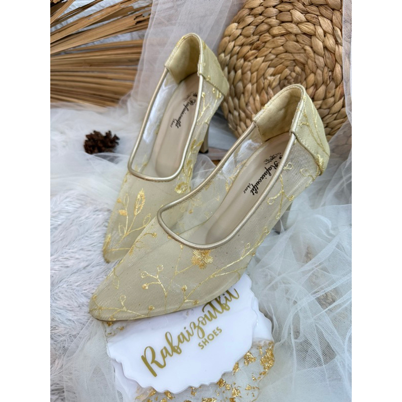 sepatu wanita Kalisha gold 9cm stiletto
