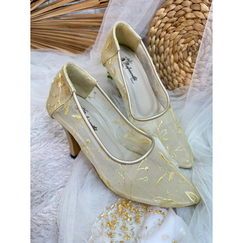 sepatu wanita Kalisha gold 9cm stiletto