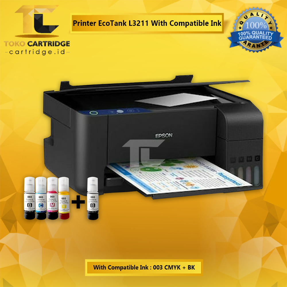 Printer Eco Tank L3210 L3211 L3216 All in One Tinta 003 dyabase Art paper Sublim A4