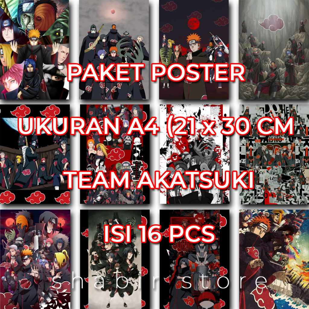 COD POSTER TEAM AKATSUKI A5 (16PCS) | POSTER DINDING | DEKORASI | BRAND | HIASAN