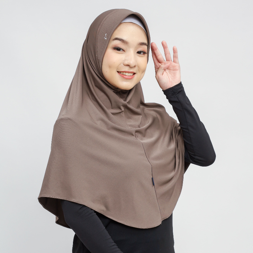 (ORI) BERGO HAMIDAH SIZE L PET BORDIR/kerudung instant/hijab sport/kerudung olah raga.