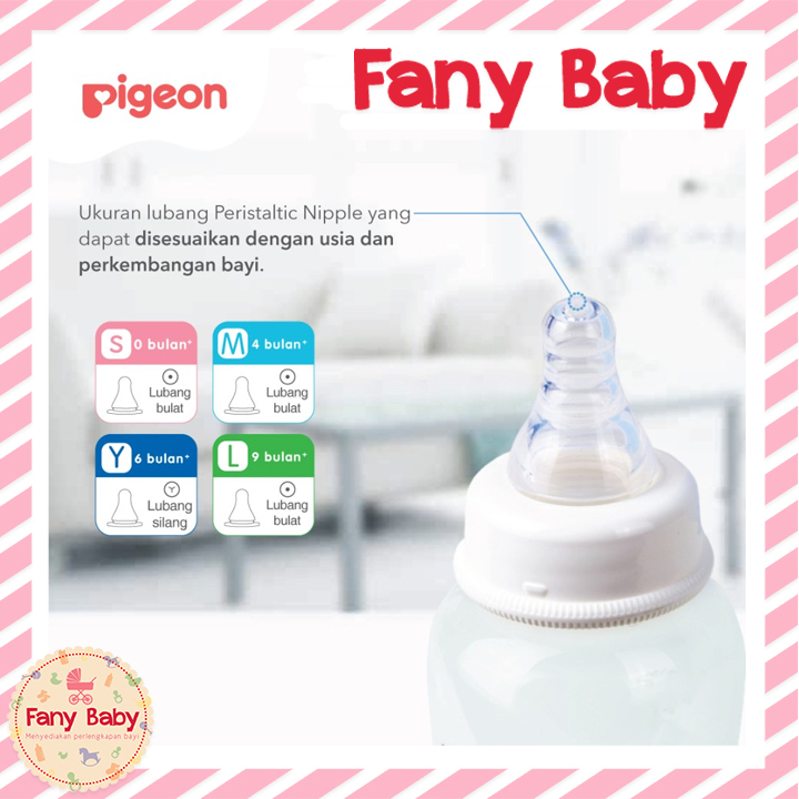 PIGEON PERISTALTIC SLIM NECK SILICONE NIPPLE ISI 2PCS