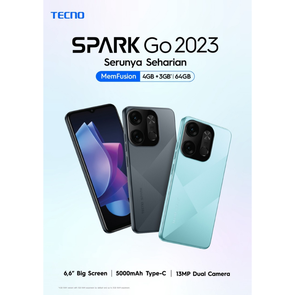 TECNO SPARK GO 2023 4/64 RAM 4GB ROM 64GB GARANSI RESMI