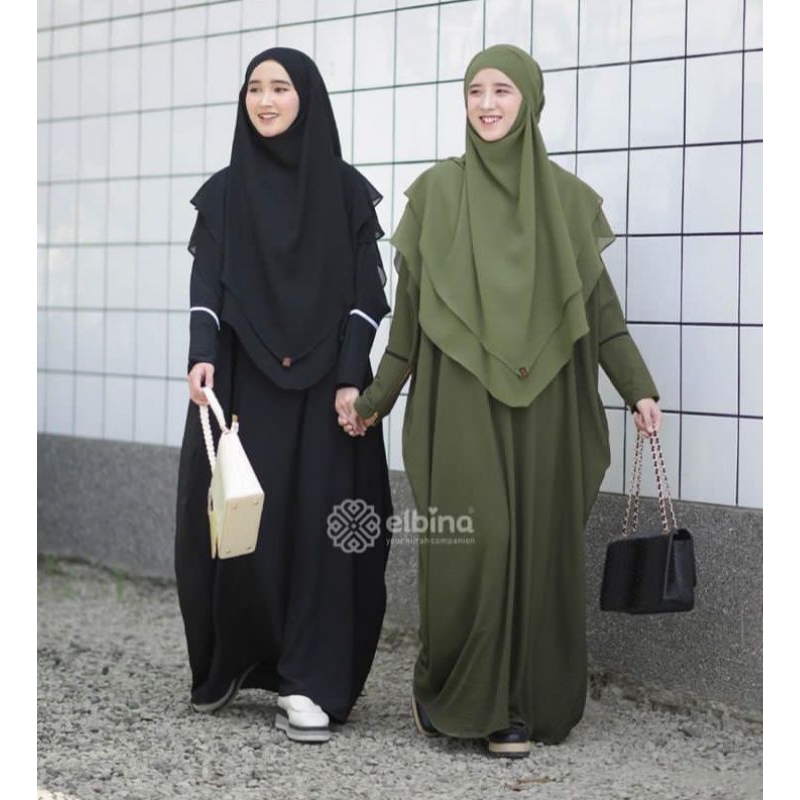 PRELOVED | Elbina Hijab Desir Abaya Crinkle Army