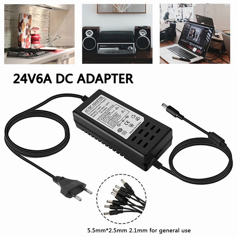 DC24V 6A Adaptor US/EU Plug 150W Power Supply Transformer LED Driver Power Supply untuk Lampu LED Ampli