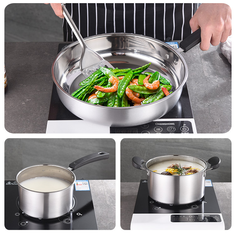 Panci Set Isi 3 Pcs Stainless Steel Pot Anti Lengket Frypan Milk Pan PanciI Susu Set Panci Penggorengan Set