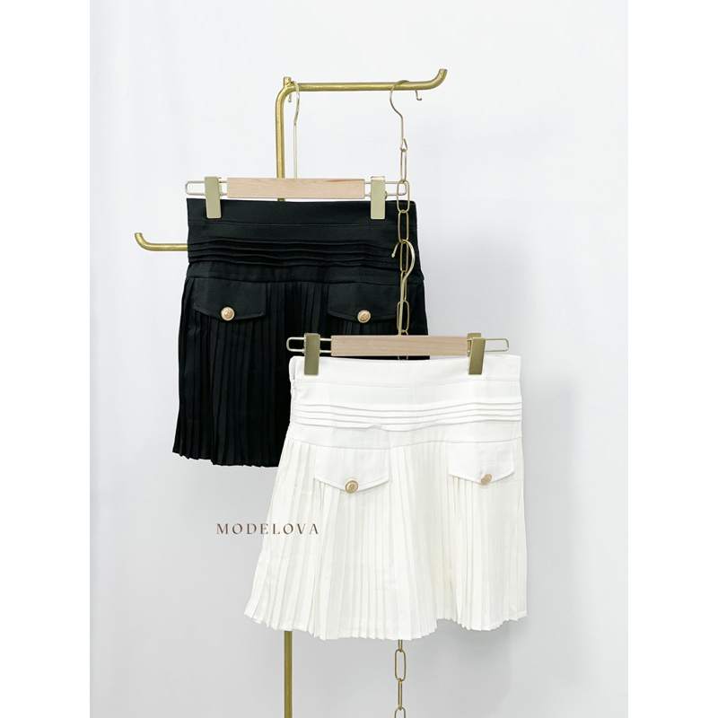 MDLV ~ 5577# Varvara Pleated Mini Skirt Rok Korea Import