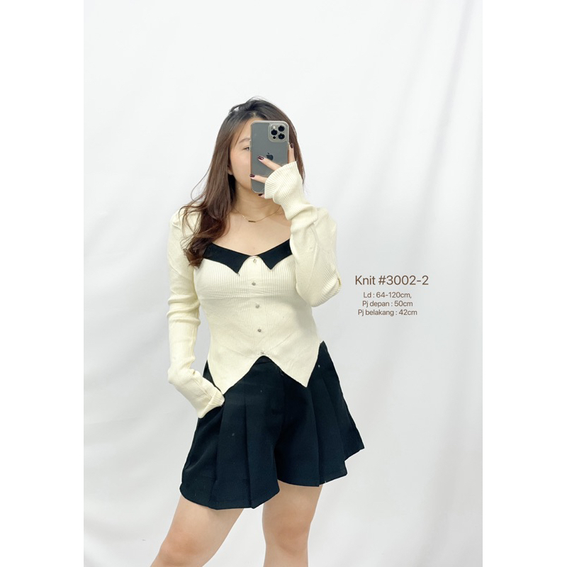 MDLV ~  Knit Top 3002-2 Atasan Rajut Korea