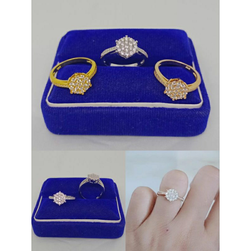 cincin cor bulat di*r mp+mata samping/perak asli silver 925 lapis emas/perhiasan fashion wanita terbaru