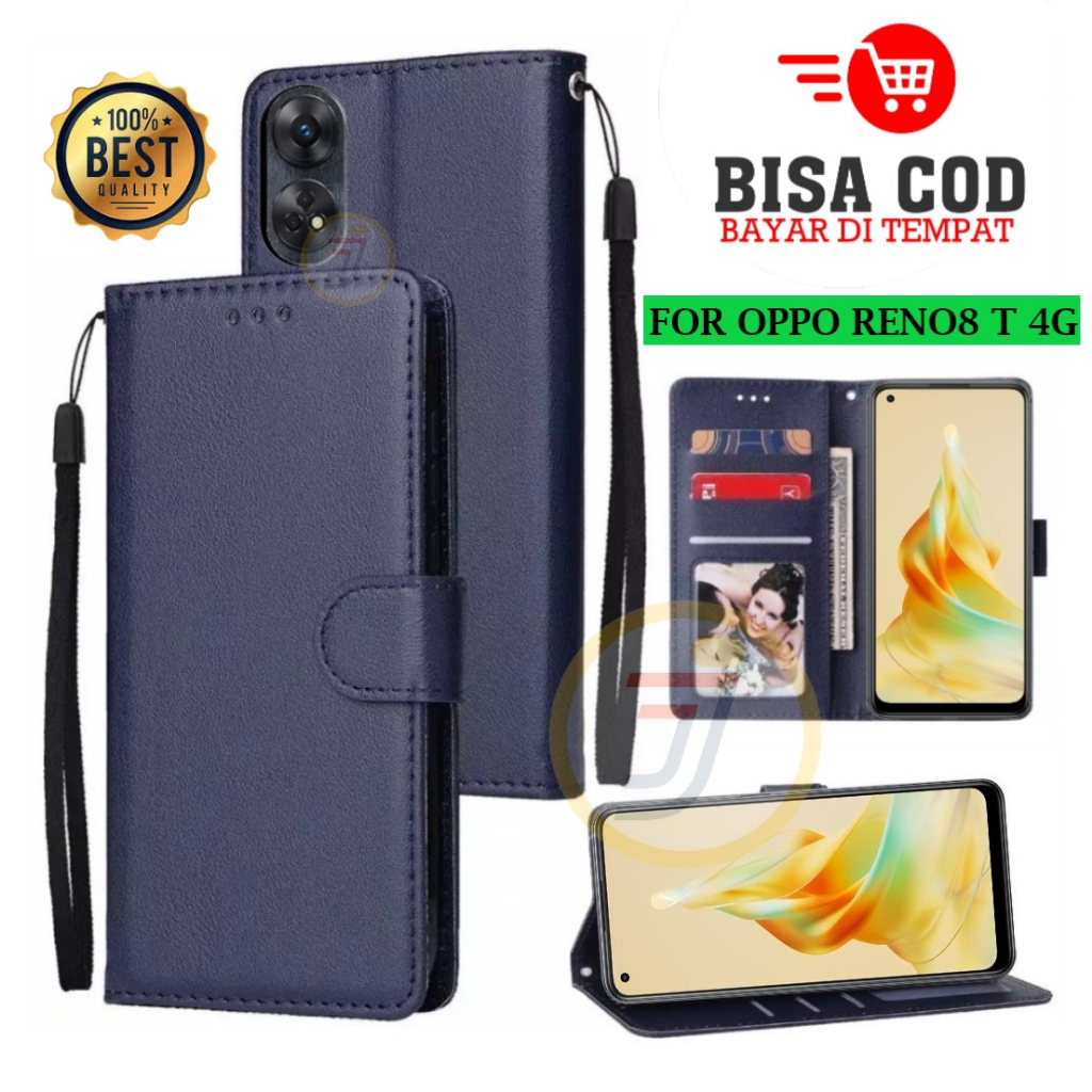 Flip Case Wallet Untuk Oppo Reno 8 T 4G Wallet Case Kulit - Casing Dompet Case Wallet Leather Flip C