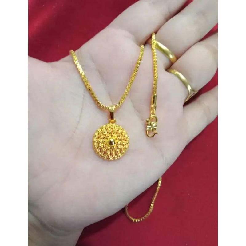 kalung italy Borobudur lapis emas 24k