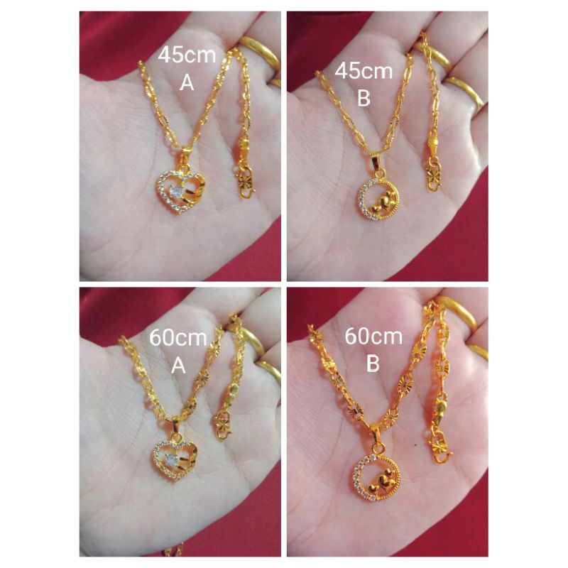 kalung pecah kopi love zicron 45cm dan 60cm lapis emas 24 k