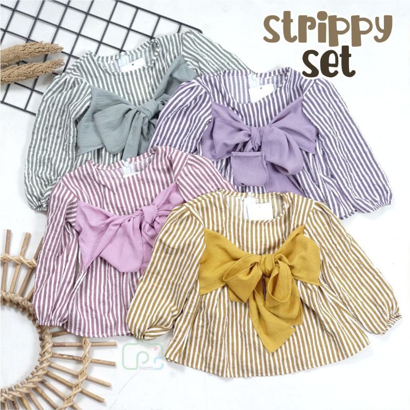 Strippy setelan anak |oneset crinkle airflow