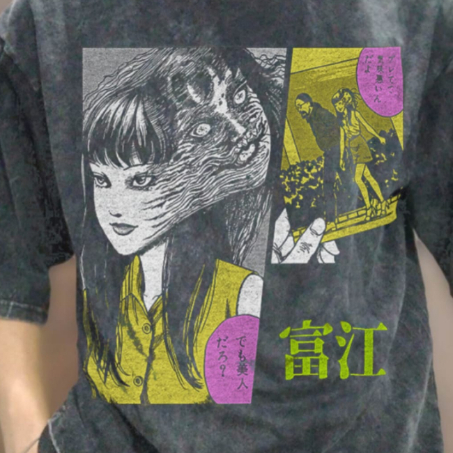 Kaos Anime Manga Tomie JUNJI ITO Uzumaki , Tomie Junji Ito Uzumaki Anime Manga Vintage Wash, Kaos An