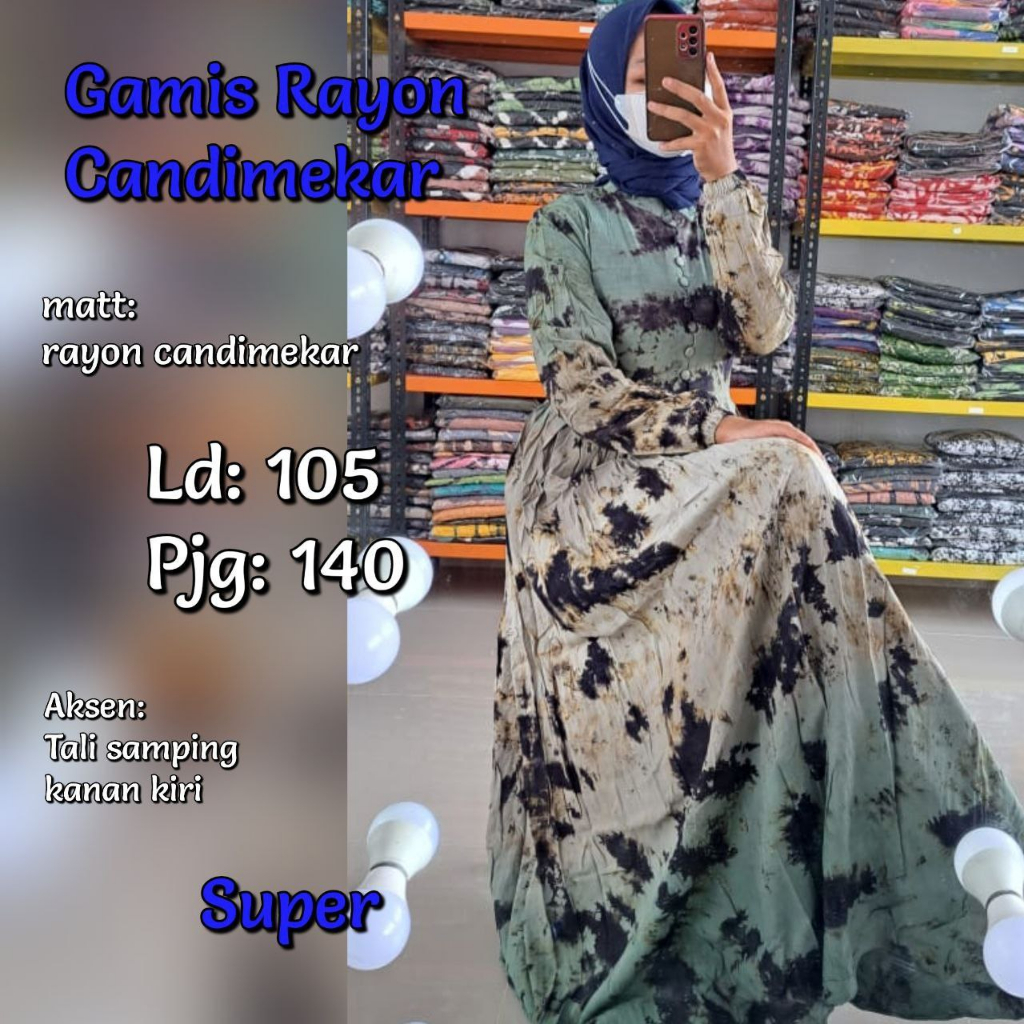 "READY STOK, SIAP KIRIM" GAMIS RAYON CANDI MEKAR #RCM SIZE " L " | MUTIARA | TWILL ORI | REALPICT