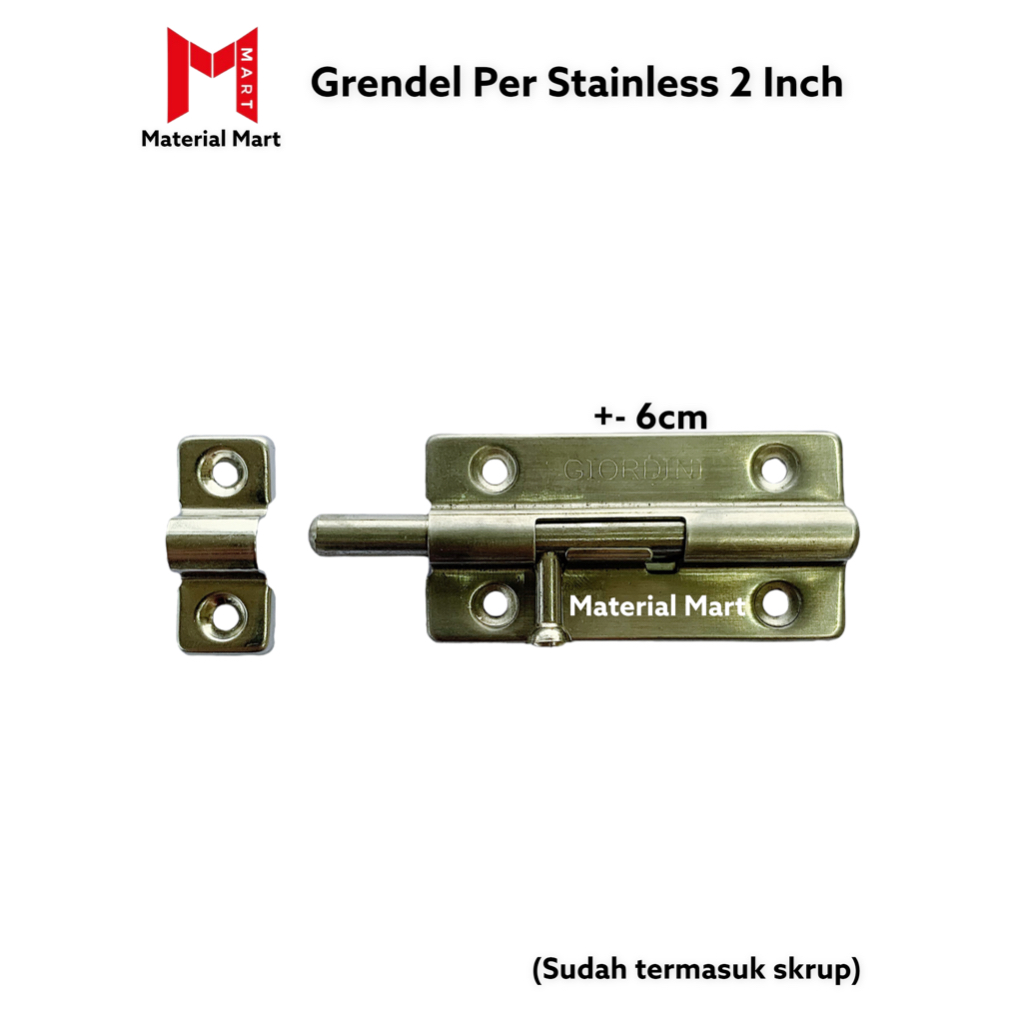 Grendel Per Pintu Slot 2 Inch | Pengunci Pintu Slot Per 2&quot; Stainless | Material Mart