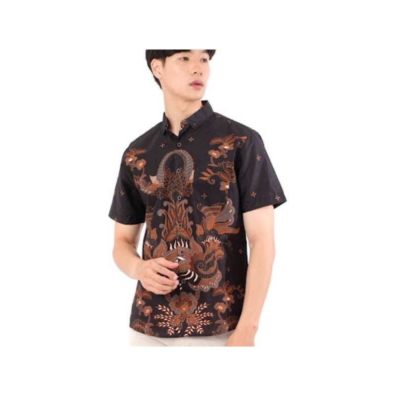 kemeja batik slim fit lengan pendek pria