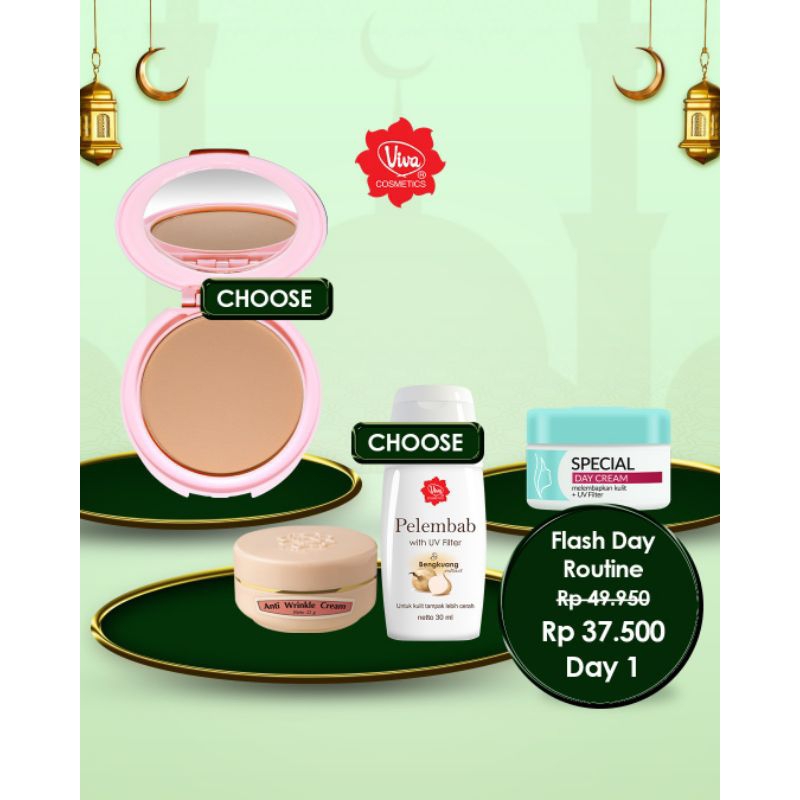 Paket 1 Viva Compact Bright Beauty SPF 15 1 Pelembab 1  Special Day Cream 1 VQ Anti Wrinkle Cream